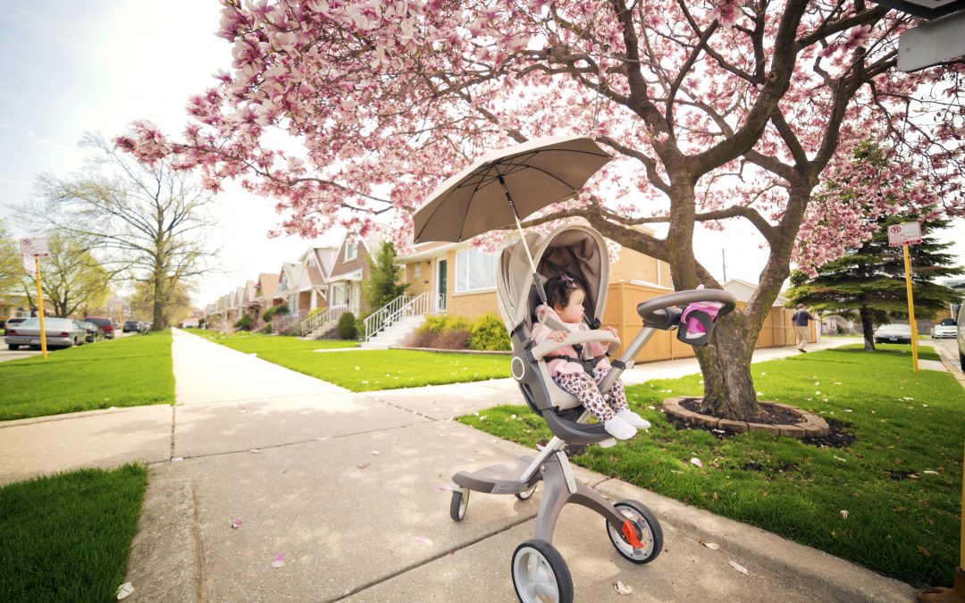 young girl riding her bike on the new sidewalk